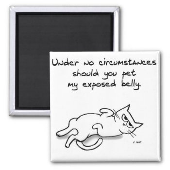 Never Pet The Cat Belly - Funny Cat Fridge Magnet by FunkyChicDesigns at Zazzle
