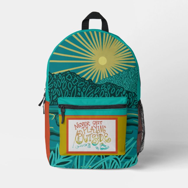Never Quit playing outside Print Cut Sew Backpack (Front)