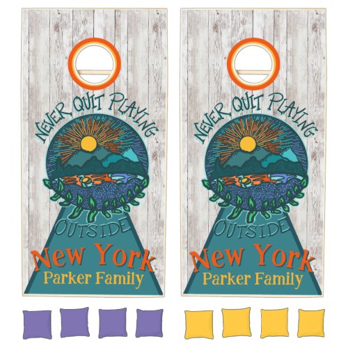 Never Quit Playing State Backyard Cornhole Set