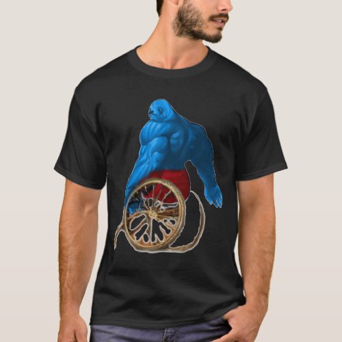 NEVER QUIT wheelchair bodybuilder HOT BLUE T_Shirt