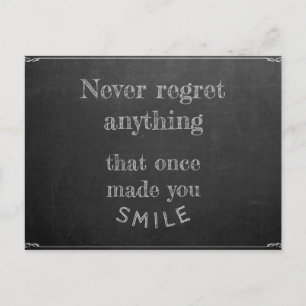 Never regret anything postcard