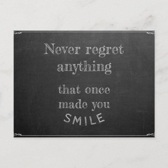 Never regret anything postcard (Front)