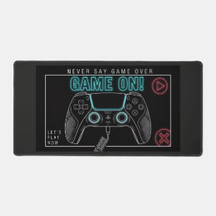 Never Say Game Over" Neon Controller Desk Mat
