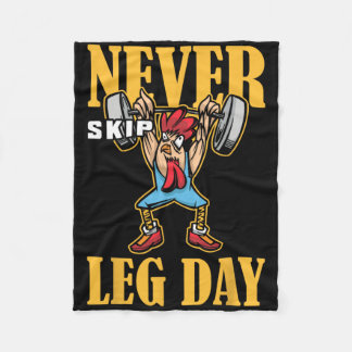 Never Skip Leg Day Weightlifting Workout Fleece Blanket