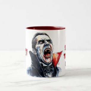 Never Sleeps Vampire Gothic Watercolor Humor Two-Tone Coffee Mug