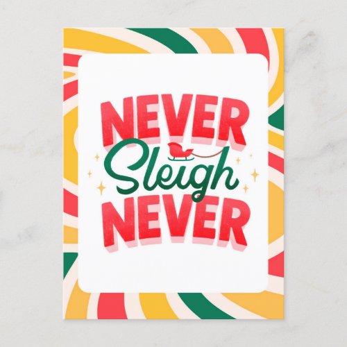 Never Sleigh Never retro wave Christmas postcard