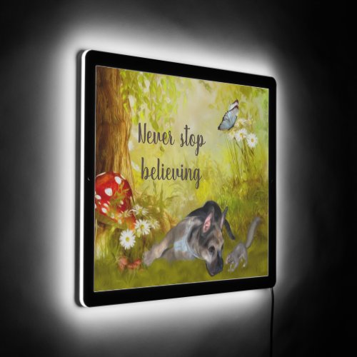 Never Stop Believing German Shepherd Puppy LED Sign