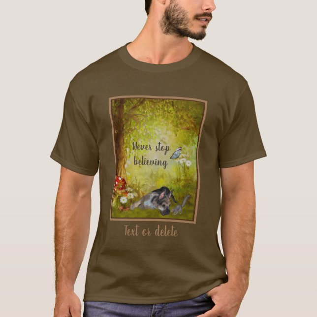 Never Stop Believing Shepherd Puppy Inspirational  T-Shirt (Front)