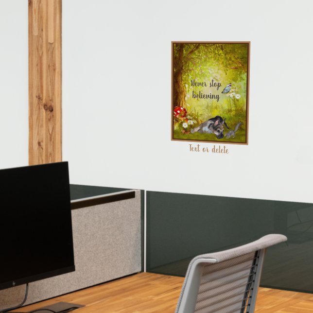 Never Stop Believing Shepherd Puppy Inspirational  Wall Decal (Office 2)