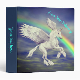 Never Stop Believing Unicorn Rainbow Inspirational 3 Ring Binder