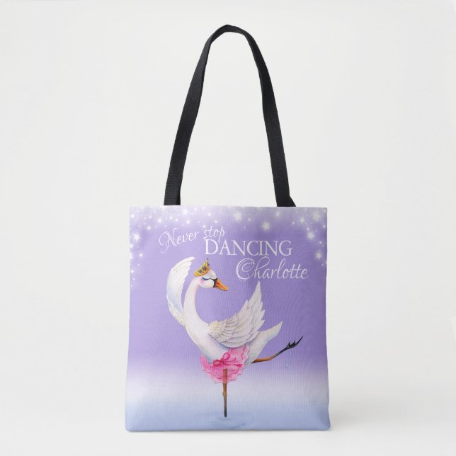Never stop dancing ballet swan purple art bag (Front)