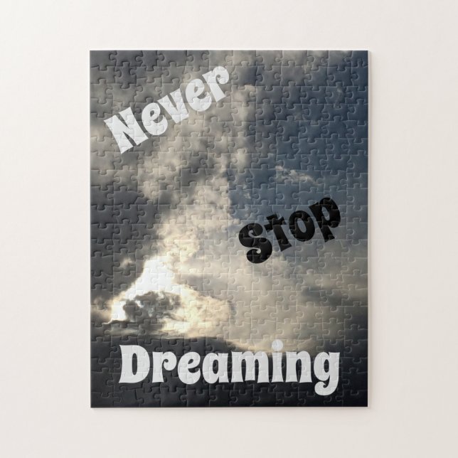 Never Stop Dreaming Blue Sky Dark Clouds Jigsaw Puzzle (Vertical)