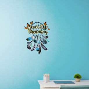 Never Stop Dreaming Butterflies Dream Catcher 24" Wall Decal