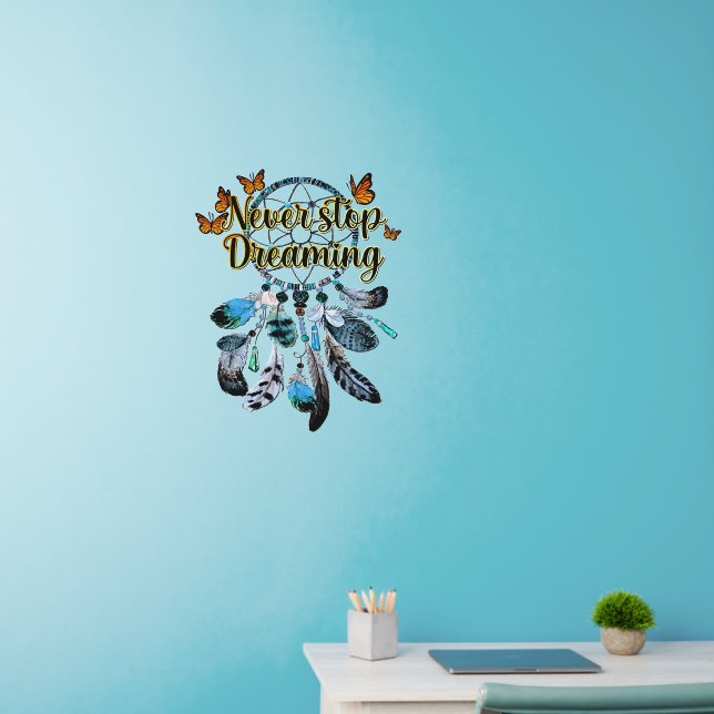 Never Stop Dreaming Butterflies  Dream Catcher 24" Wall Decal (Home Office)