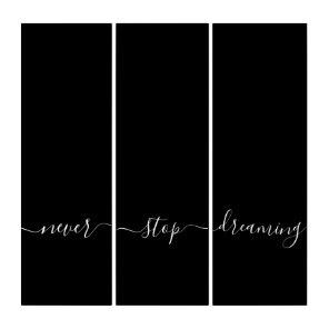 Never Stop Dreaming Calligraphy Black White Quote Triptych Never Stop Dreaming Calligraphy Black White Quote Triptych