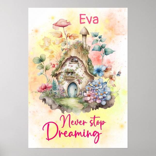 Never Stop Dreaming Kids Motivational Quote Poster (Front)