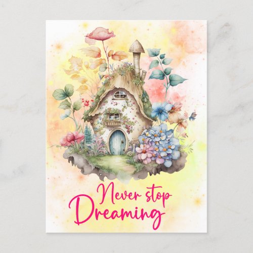 Never Stop Dreaming  Motivational Quote  Holiday Postcard