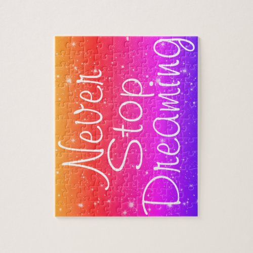 Never Stop Dreaming Rainbow Stars Jigsaw Puzzle