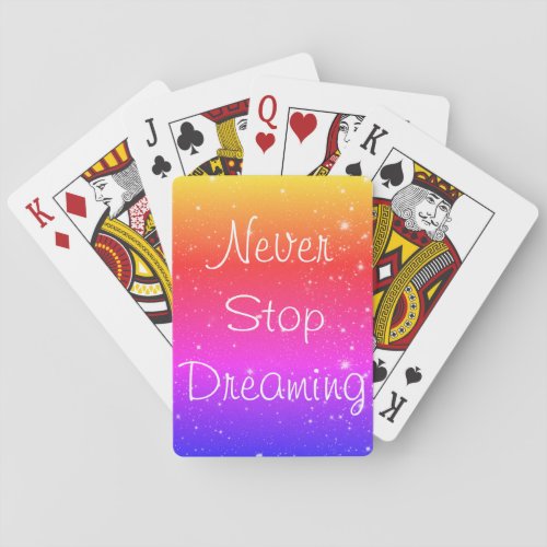Never Stop Dreaming Rainbow Stars Poker Cards