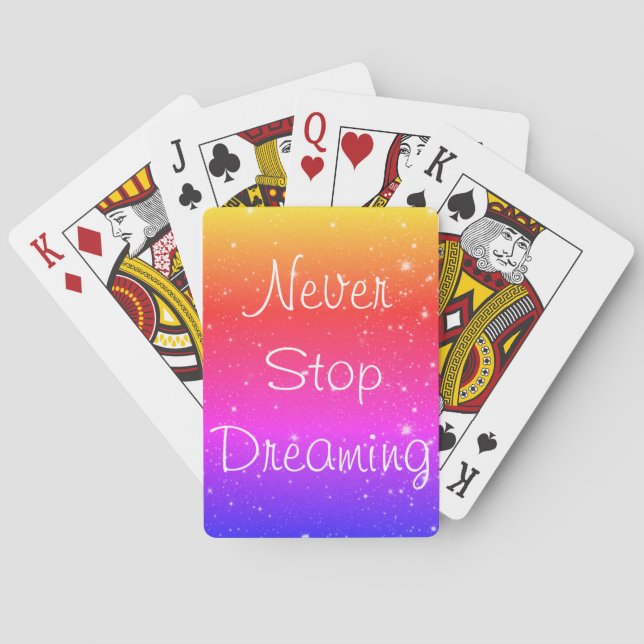 Never Stop Dreaming Rainbow Stars Poker Cards (Back)