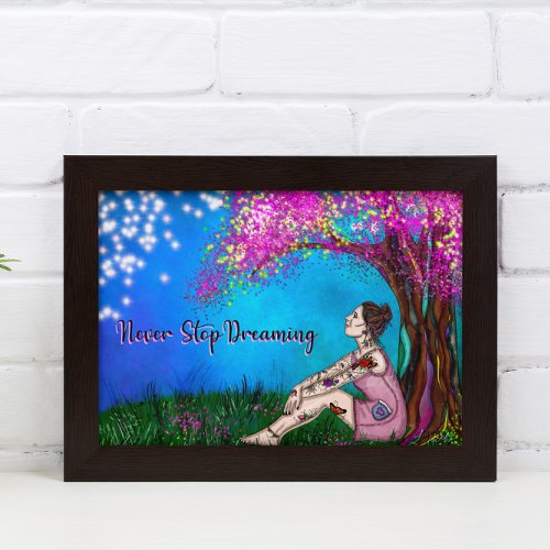 Never Stop Dreaming  Whimsical Art Poster