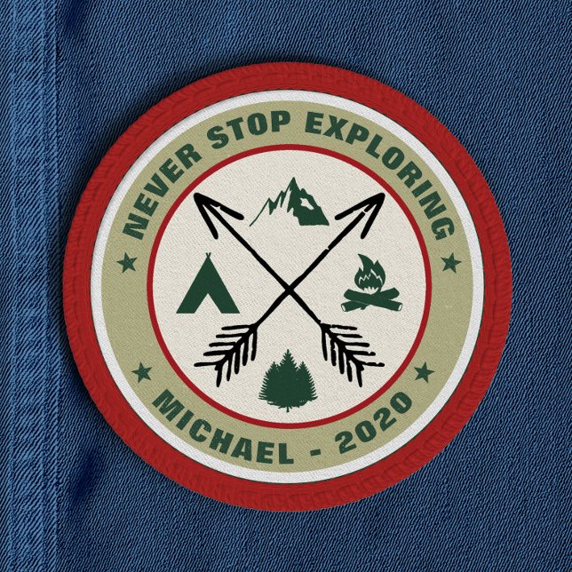 Never Stop Exploring Adventurers Patch (Find your truth with this stylish personalized adventurer patch featuring camping icon elements.)