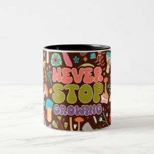 Never Stop Growing Mushroom Two-Tone Coffee Mug
