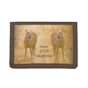 Never stop laughing! Funny horse painting Trifold Wallet