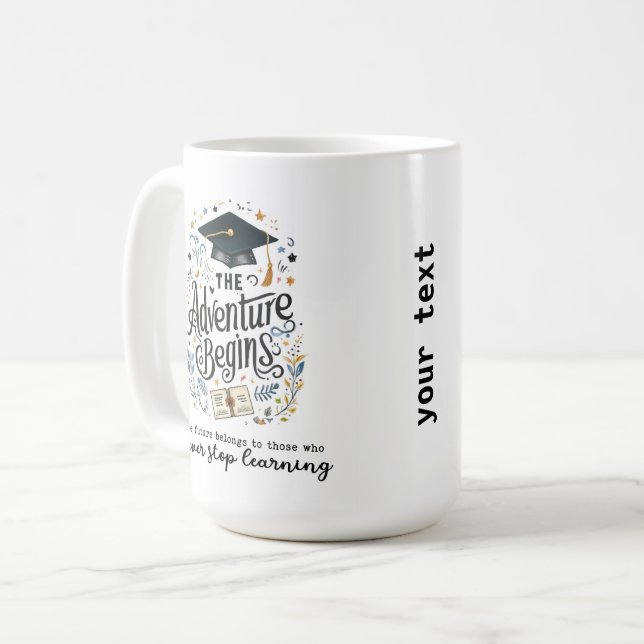 Never stop learning coffee mug (Front Left)