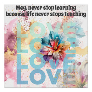 Never stop learning univ, college, school editable poster