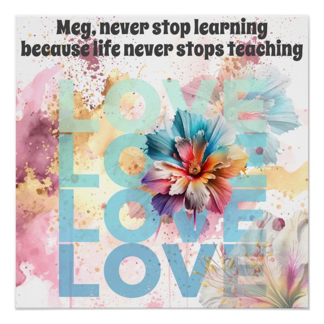 Never stop learning univ, college, school editable poster (Front)