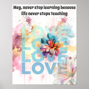 Never stop learning univ, college, school editable poster