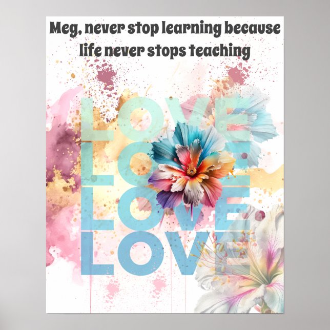 Never stop learning univ, college, school editable poster (Front)