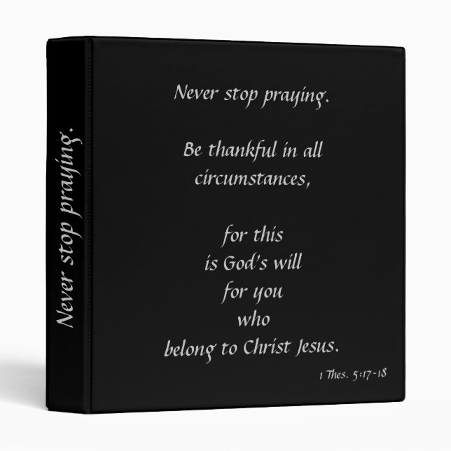 Never Stop Praying 3 Ring Binder (Front/Spine)