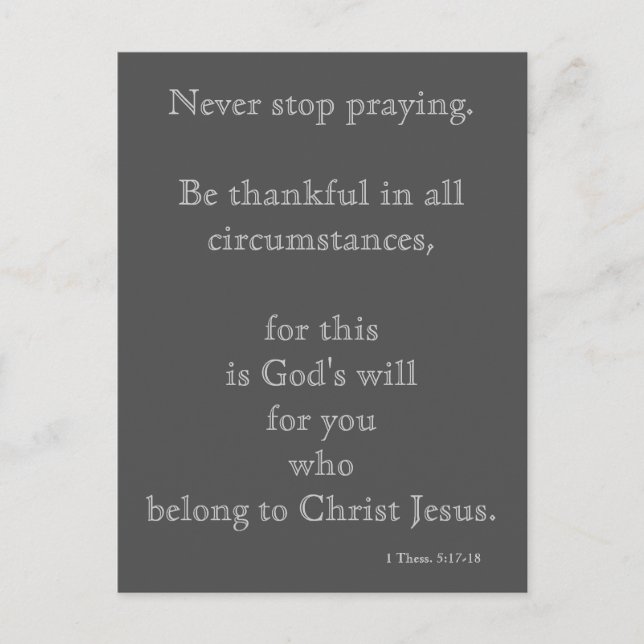 Never Stop Praying Postcard (Front)