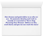 Never Stop Pursuing Your Dreams Cards (Inside Horizontal (Bottom))