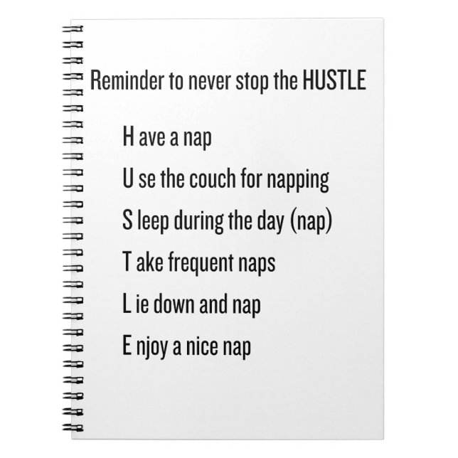 Never Stop the Hustle Notebook (Front)