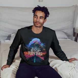 Never Stop Trying Modern Black T-Shirt