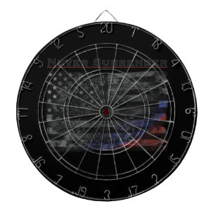 Never Surrender Black American Flag Dart Board
