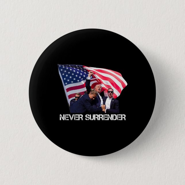 Never Surrender Tee  Button (Front)