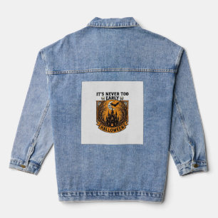 Never Too Early Halloween Haunted House Moon Bat_1 Denim Jacket