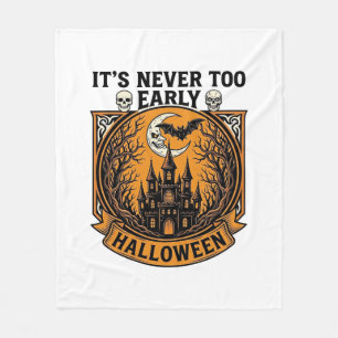 Never Too Early Halloween Haunted House Moon Bat_1 Fleece Blanket