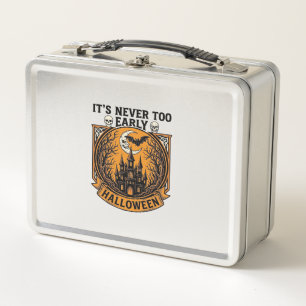 Never Too Early Halloween Haunted House Moon Bat_1 Metal Lunch Box