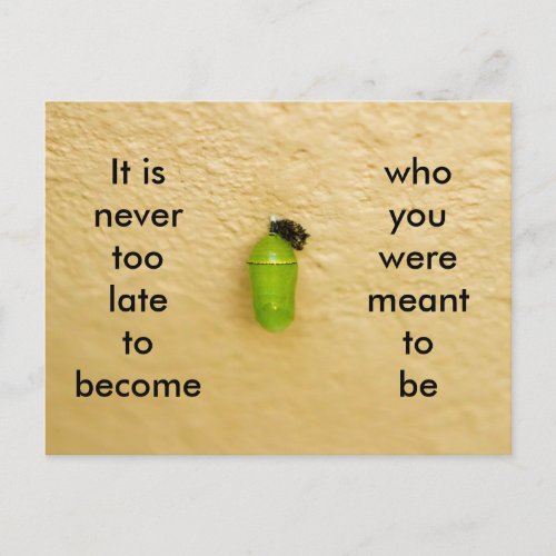 Never Too Late To Become Who You are Meant To Be Postcard