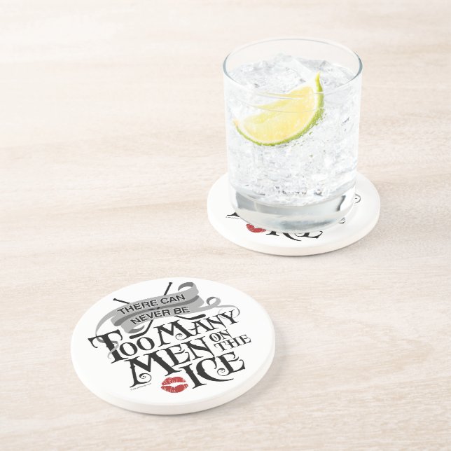 Never Too Many Men (Hockey) Sandstone Coaster (Side)