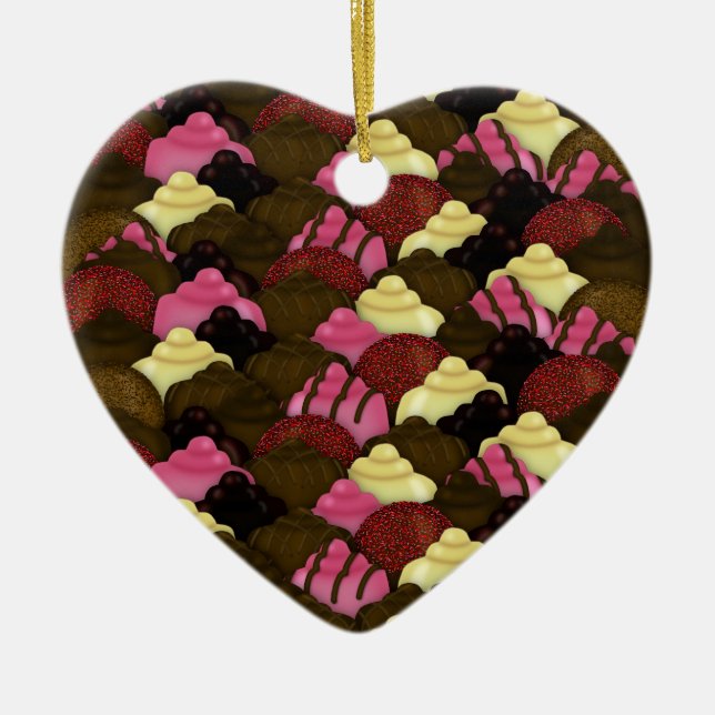 Never Too Much Chocolate - Valentines Day Candy Ceramic Ornament (Front)