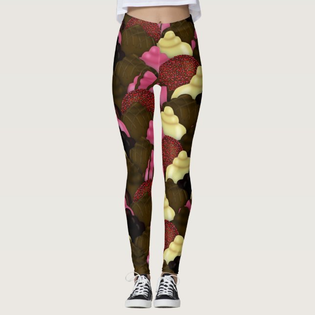 Never Too Much Chocolate - Valentines Day Candy Leggings (Front)