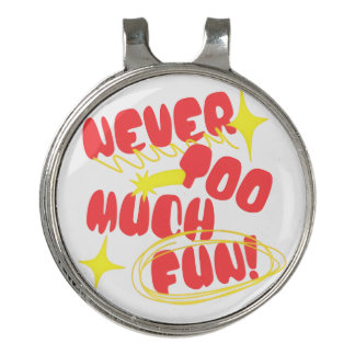 Never Too Much Fun Retro Quote T-Shirt | Colorful Golf Hat Clip