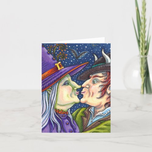 NEVER TOO OLD FOR ROMANCE WITCH  WARLOCK Blank Holiday Card