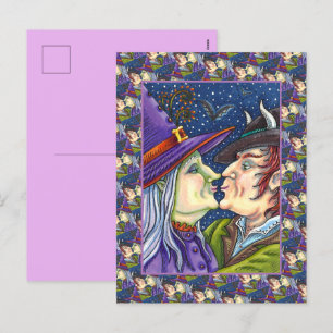 NEVER TOO OLD FOR ROMANCE, WITCH & WARLOCK IN LOVE HOLIDAY POSTCARD